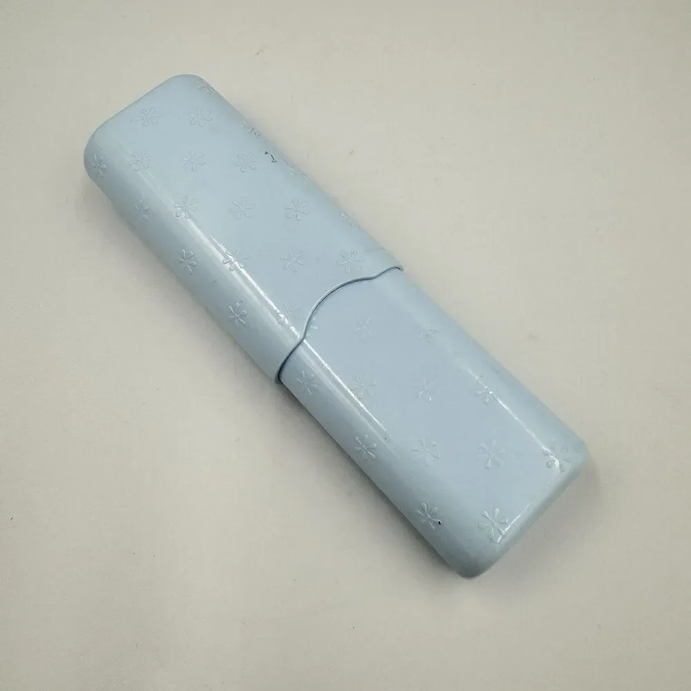 TAMPAX TAMPON CASE HOLDER‎ Floral Blue Hard Plastic Vintage